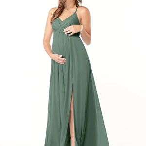 Azazie Eucalyptus Green Maxi Dress With Slit